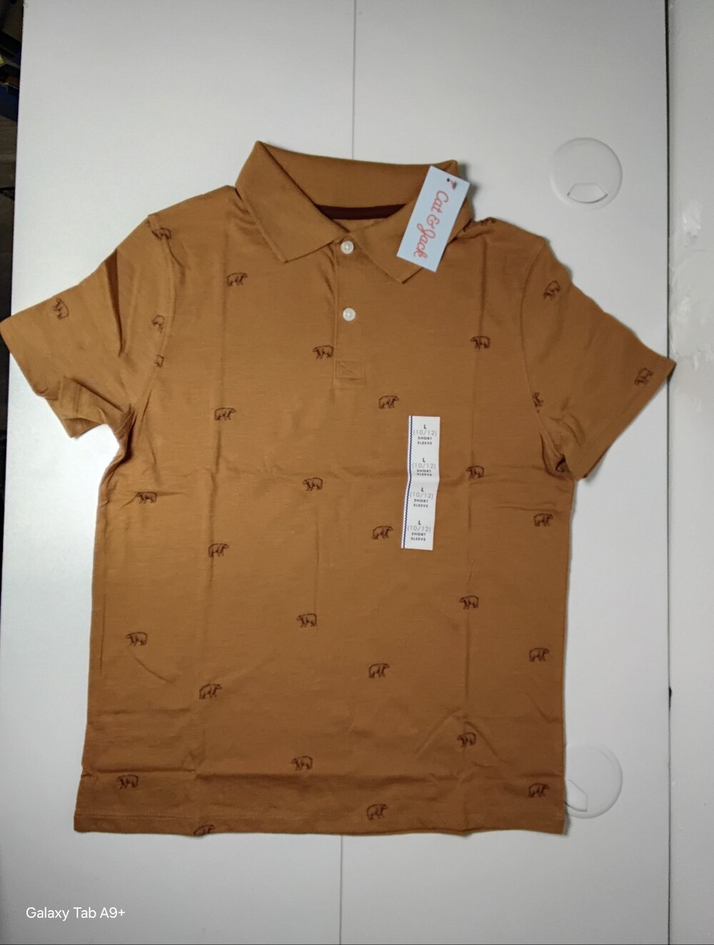 Cat & Jack Kids Shirt - Camel Brown with Tiny Bear Embroidery